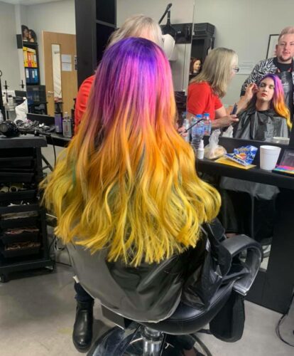 A hair style that has been created by a North Devon College student