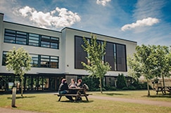 Students sat outside North Devon College Tiverton