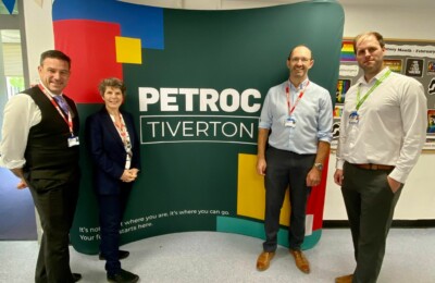 An image of some North Devon College staff at the North Devon College Tiverton campus launch