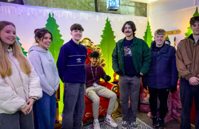 Student's at christmas grotto that they created.