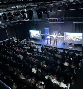 Students watching a Film Devon Careers Event presentation